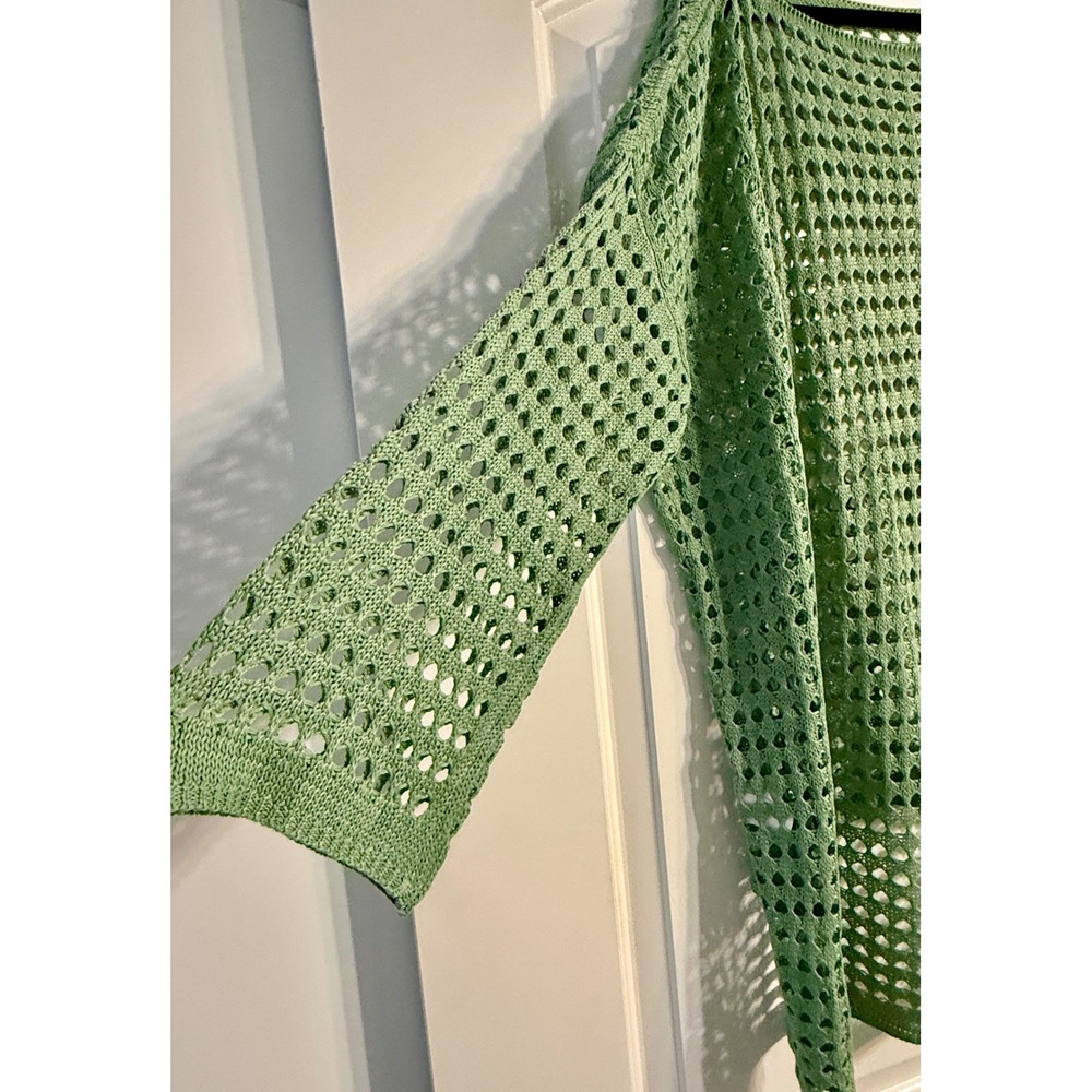 Cupshe Crochet Cover Up Medium Green NWT Boho Open Knit Beach Swim Boho Resort - Picture 3 of 8